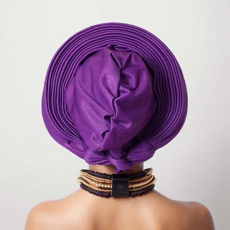 Nigeria Headtie Wedding Party Head Ties Female Head Wraps Already Made Autogele NEW African Auto Gele Women's Turban Cap