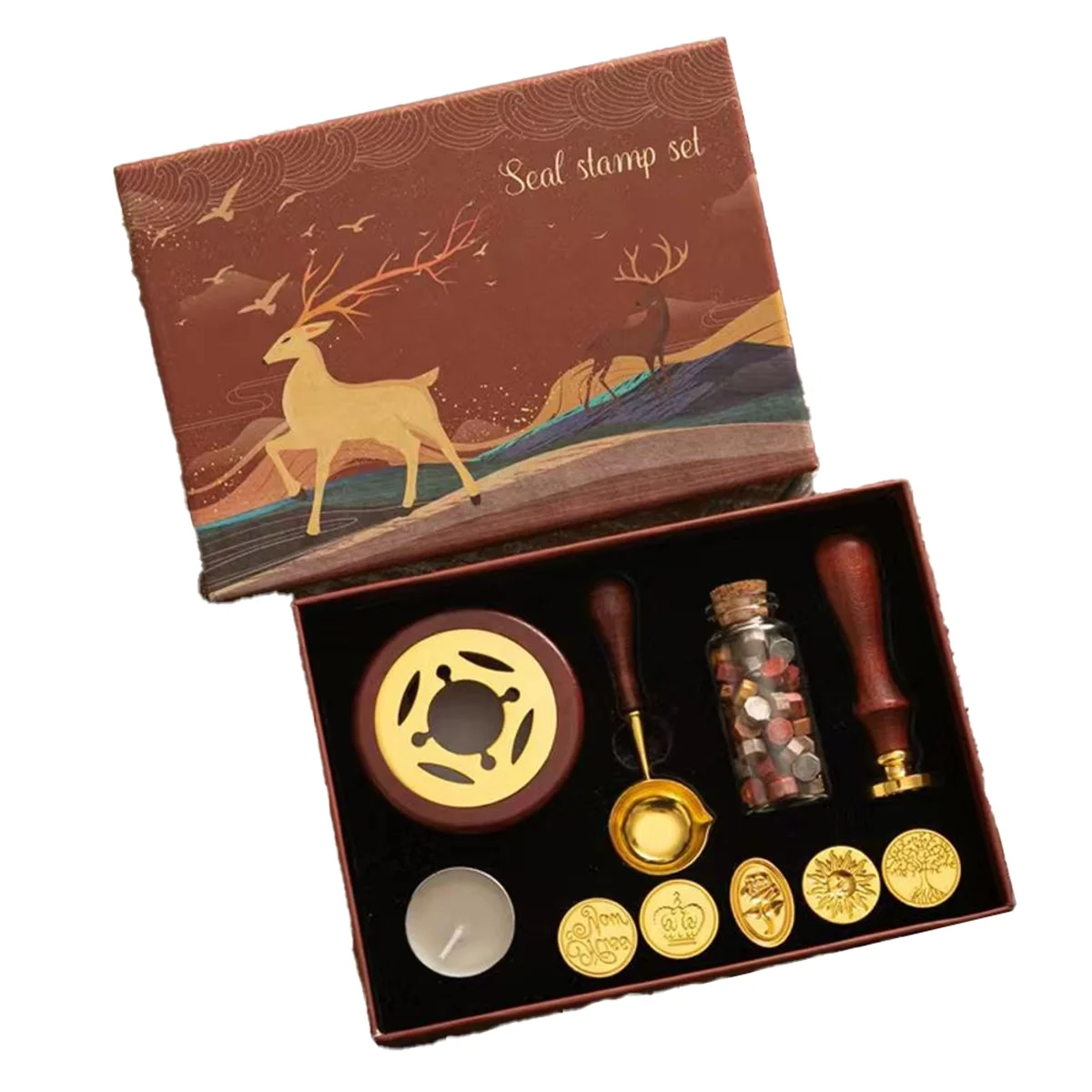 A95G Wax Seal Stamp Set Lacquered Stamp Sealing Wax Kit DIY Craft Supplies Wedding Invitation Decorative Sealing Wax Set