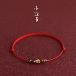 Handmade Braided Red Rope Bracelet Chinese Lucky Copper Coins Red String Bracelet for Women Men  Adjustable Charm Jewelry