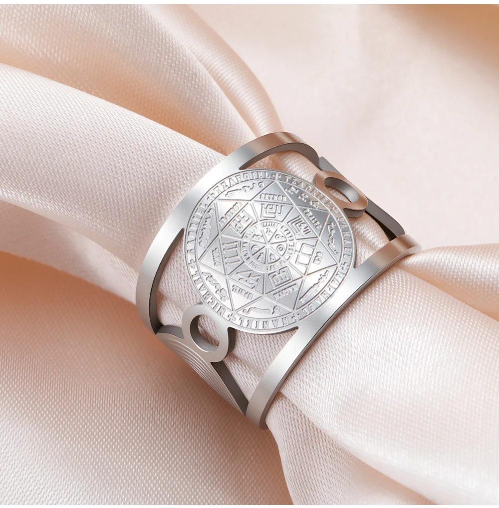 COOLTIME Sieben Erzengel Engel Ring Edelstahl Vintage Frauen Männer Solomon Schutz Amulett Ring Schmuck – Detail 7