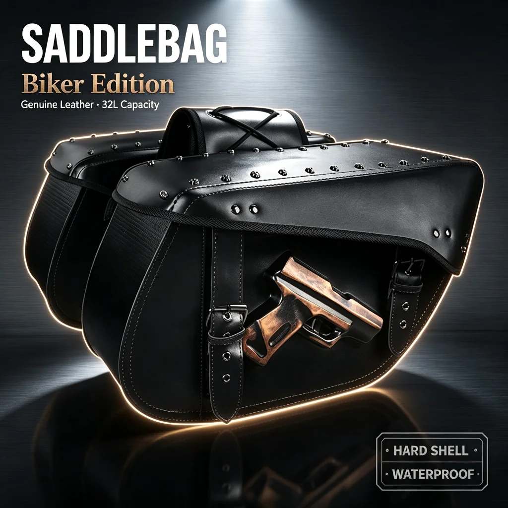 A Pair Of Motorcycle Hard-shell Side Cases, 32 Liters Capacity, For Harley-Davidson Softail Sportster Dyna Custom Cruiser Models
