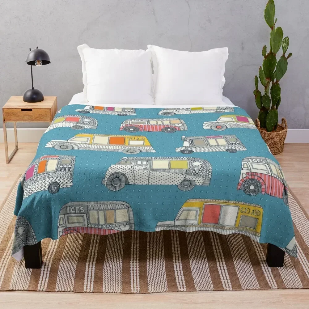 

ice cream trucks blue Throw Blanket Retros Loose Blankets Hairys Designers Blankets