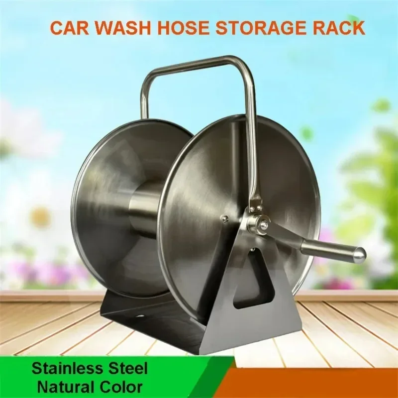 Wall Mount Portable Water Hose Reel Heavy-Duty Stainless Steel Garden Irrigation Systems Holder Hose Car Wash Pipe Rack