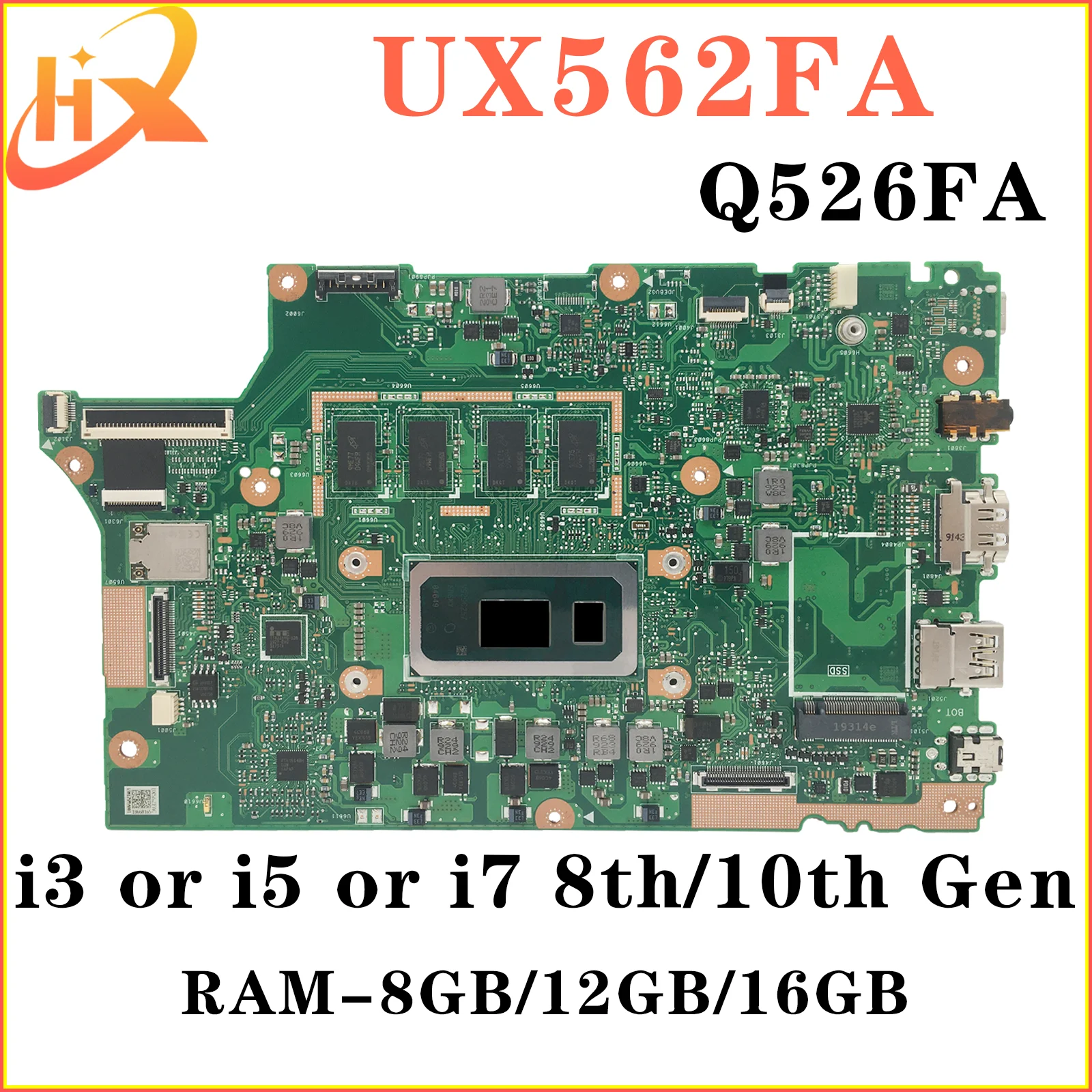 placa mae para laptop para asus ux562fa ux562f q526fa q526fa q526fa q526f i5 i7 8 10 geracao ram8gb 12gb 16gb 01