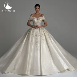 Aedmgh Luxury Princess Wedding Dresses 2024 Sweetheart Off The Shoulder Robe De Mariee Shiny Lace Beaded Ball Gown Bride Dress