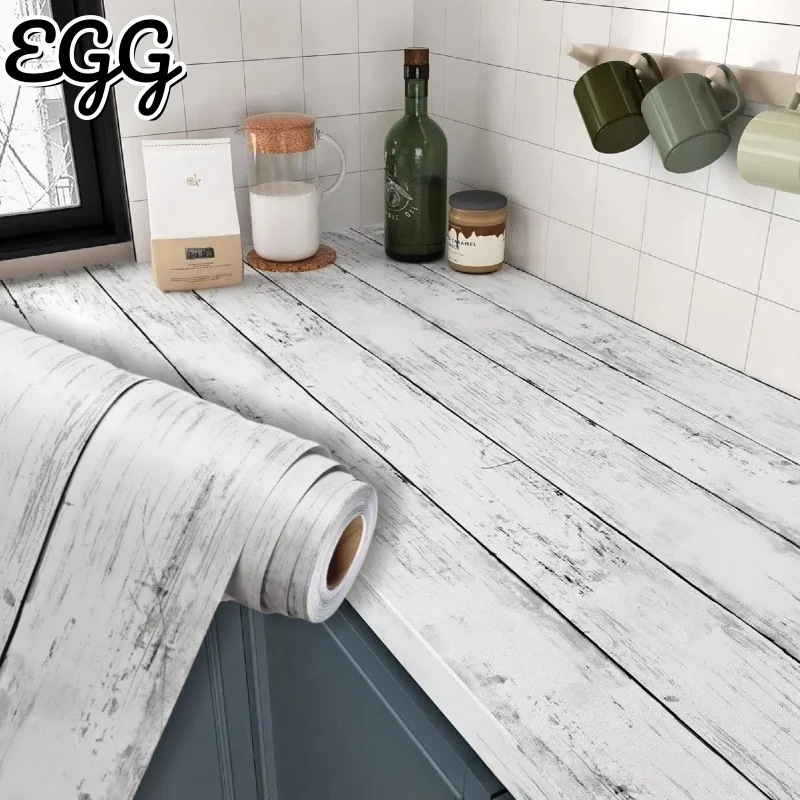 

PVC Wood Grain Pattern Waterproof Self-adhesive Wallpapers Renovation for Doors Walls Tables Cabinets Vintage Wall Sticker Decal