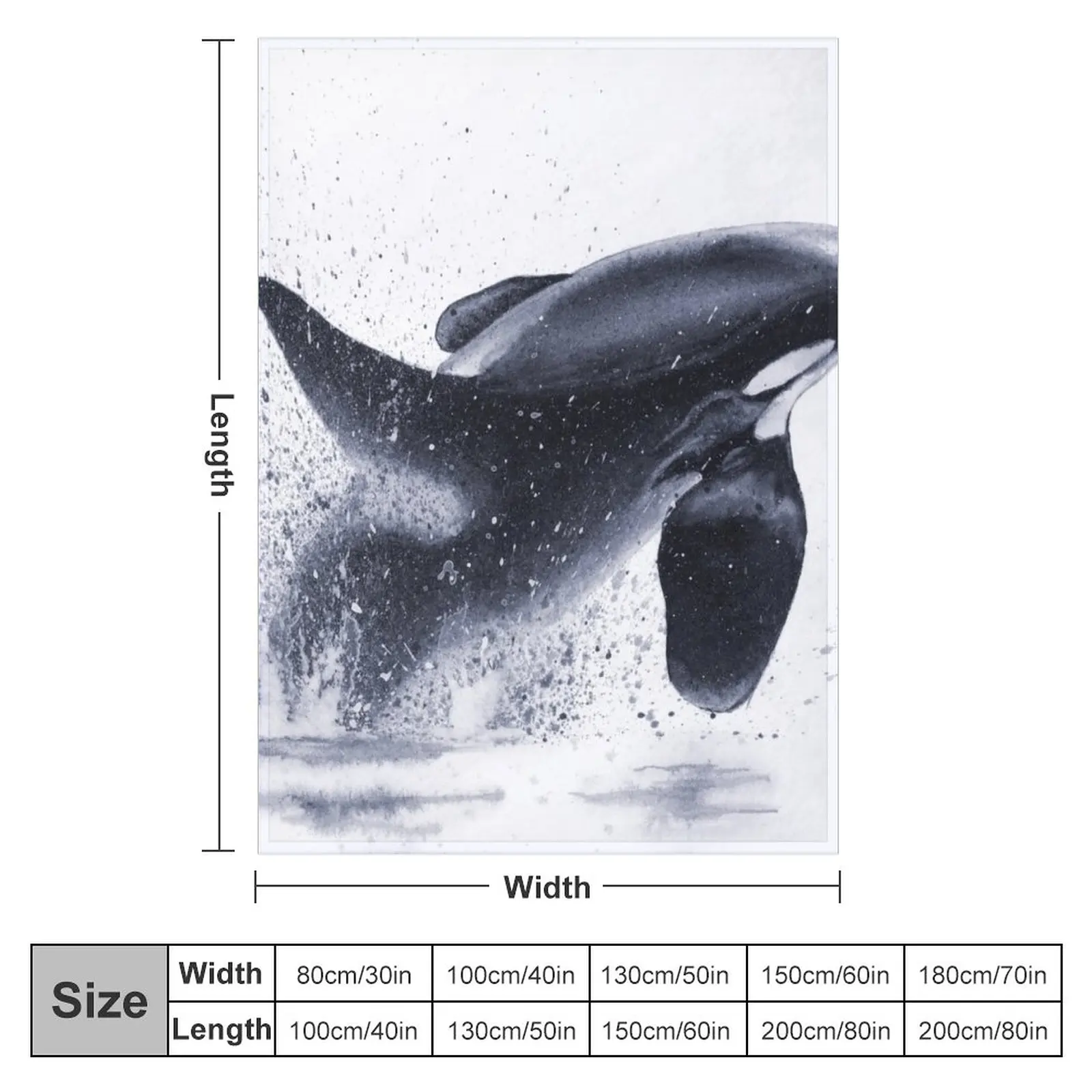 Orca Splash Watercolour Throw Blanket fluffy Cute warm winter Quilt Blankets