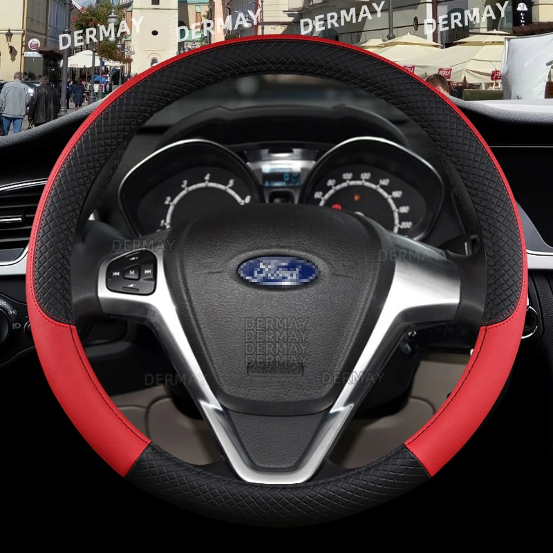 for Ford Fiesta Fiesta ST MK1 MK2 MK3 MK4 MK5 MK6 MK7 MK8 Car Steering Wheel Cover 9 Colors PU Leather Non-slip Auto Accessories