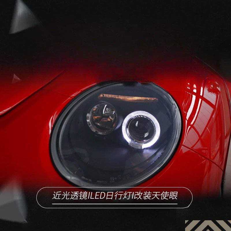 Suitable for Volkswagen Beetle  1998-2005 Headlight Assembly Modified LED Angel Eye Lamp Eyebrow Lens Xenon Headlight