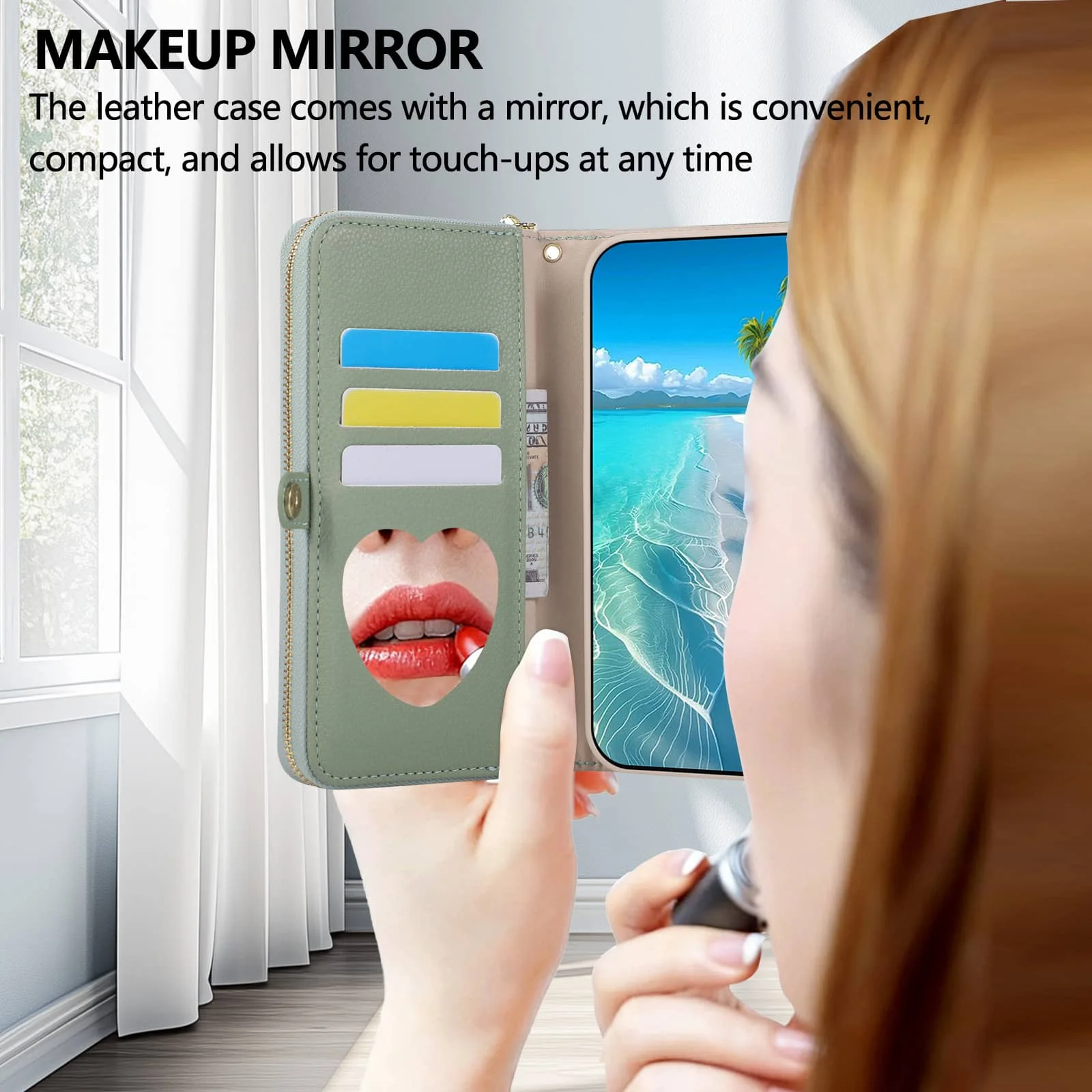 WEFOR Etui Portfel z Paskiem na Ramię do Samsung Galaxy S26 S25 Edge S24 S23 FE S22 S21 S20 Ultra, Uchwyt na Karty, Podstawka, Lusterko — zdjęcie produktu 6