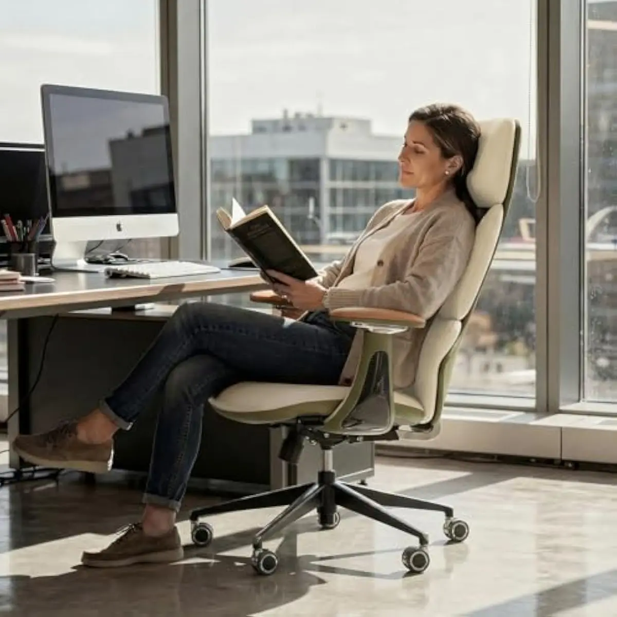 Premium High-Back Leather Office Chair with S-Shaped Ergonomic Support • 400 LBS Capacity • Adjustable Recline at 90° 110° 120°