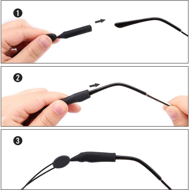 25/30/35/40cm Black Elastic Silicone Eyeglasses Straps Sunglasses Chain Sports Anti-Slip String Glasses Ropes Band Cord Holder