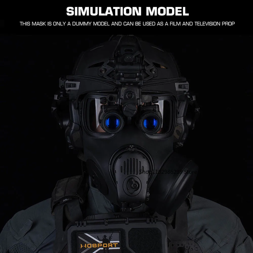 Tactical FM-53 Gas Mask Dummy Model Full Face Protective Mask with Fan Filter Canister Microphone Communication for Cosplay
