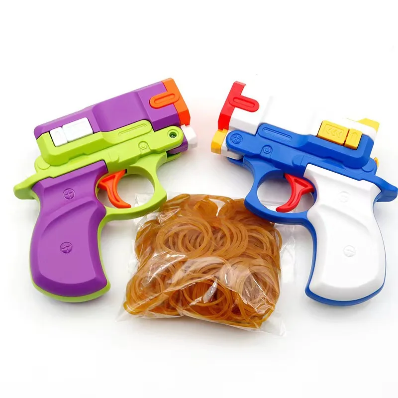 Mini Rubber Bands Gun Soft Bullet Toys Game Gun for Boy Pistol Model Children's Decompression Toys Gun