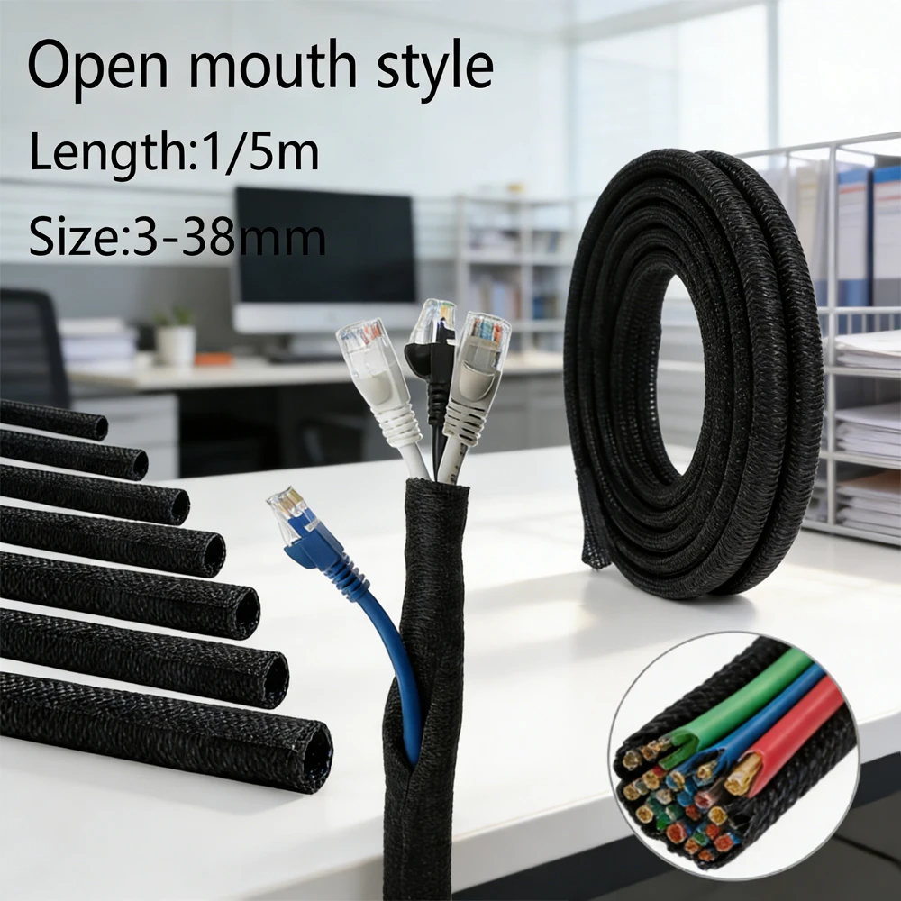 

1pcs Flexible Abrasion-Proof Sleeve 1/5M, Braided Expandable Tube for Organizing & Protecting Wires, 3-38mm Diameter