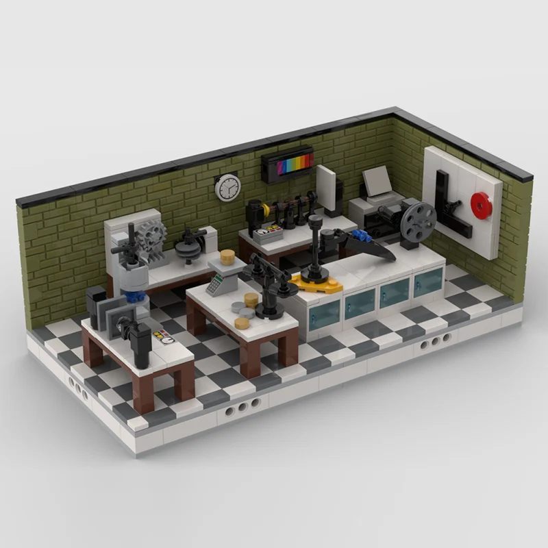 Stadstraatbeeldmodel MOC Bouwstenen Natuurkundig laboratorium Scène Modulaire technologie Kinderen Vakantiegeschenken Assembleer speelgoedpakket