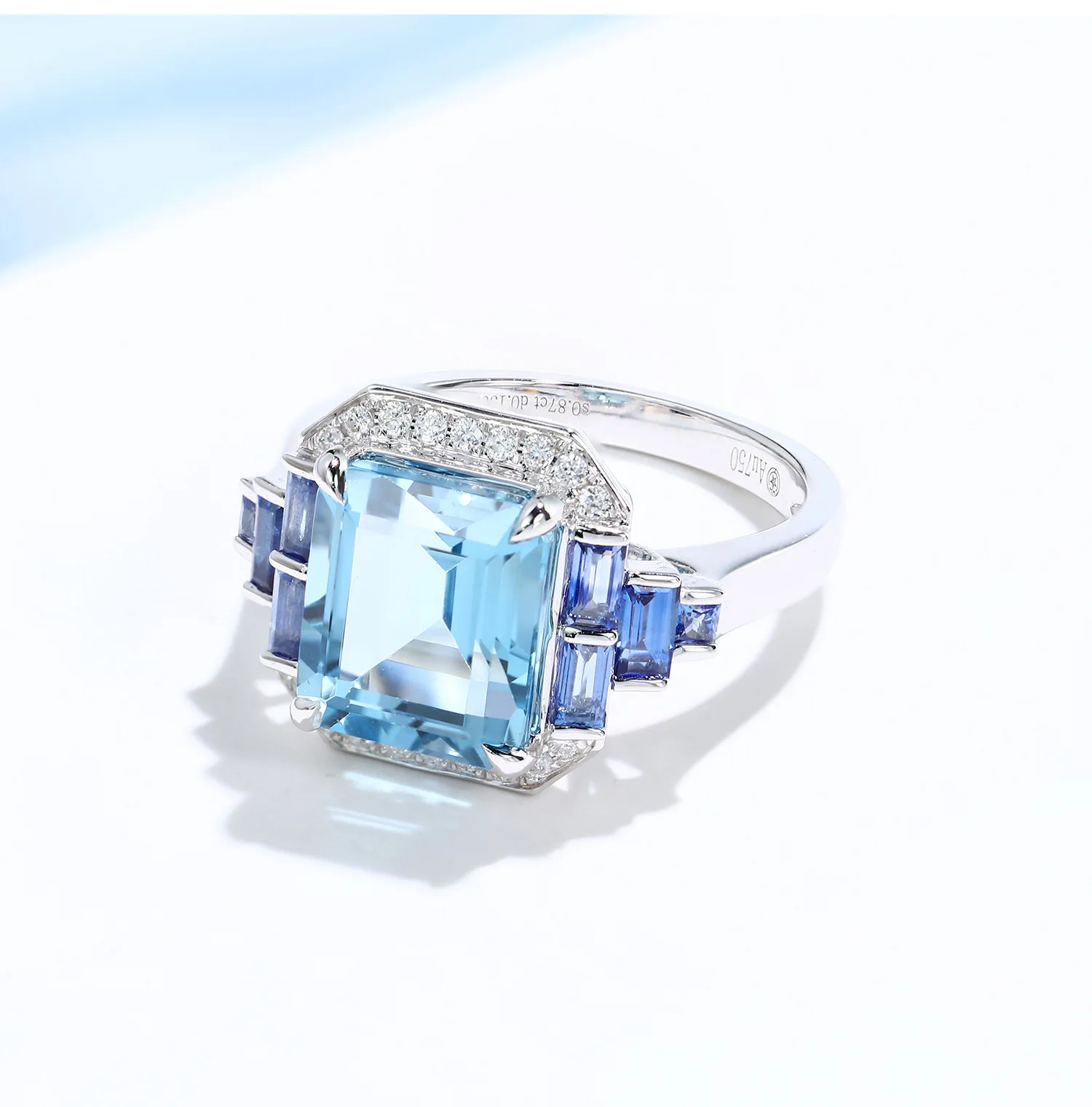 Exquisite Simulation Aquamarine Two-Piece Rings Pendant Necklaces For Women Engagement Bridal Gift Jewelry Sets For Women