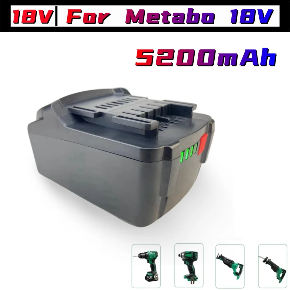 

18V 5.2Ah Rechargeable Battery For Metabo Cordless Power Tool Replace For Metabo 18V 625592000 625591000 Backup Batteries