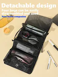 Detachable4 in One Makeup Bag Multifunctional and Minimalist Travel WOMEN'S Foldable Travel Cosmetics Storage and Washing Bag-ll