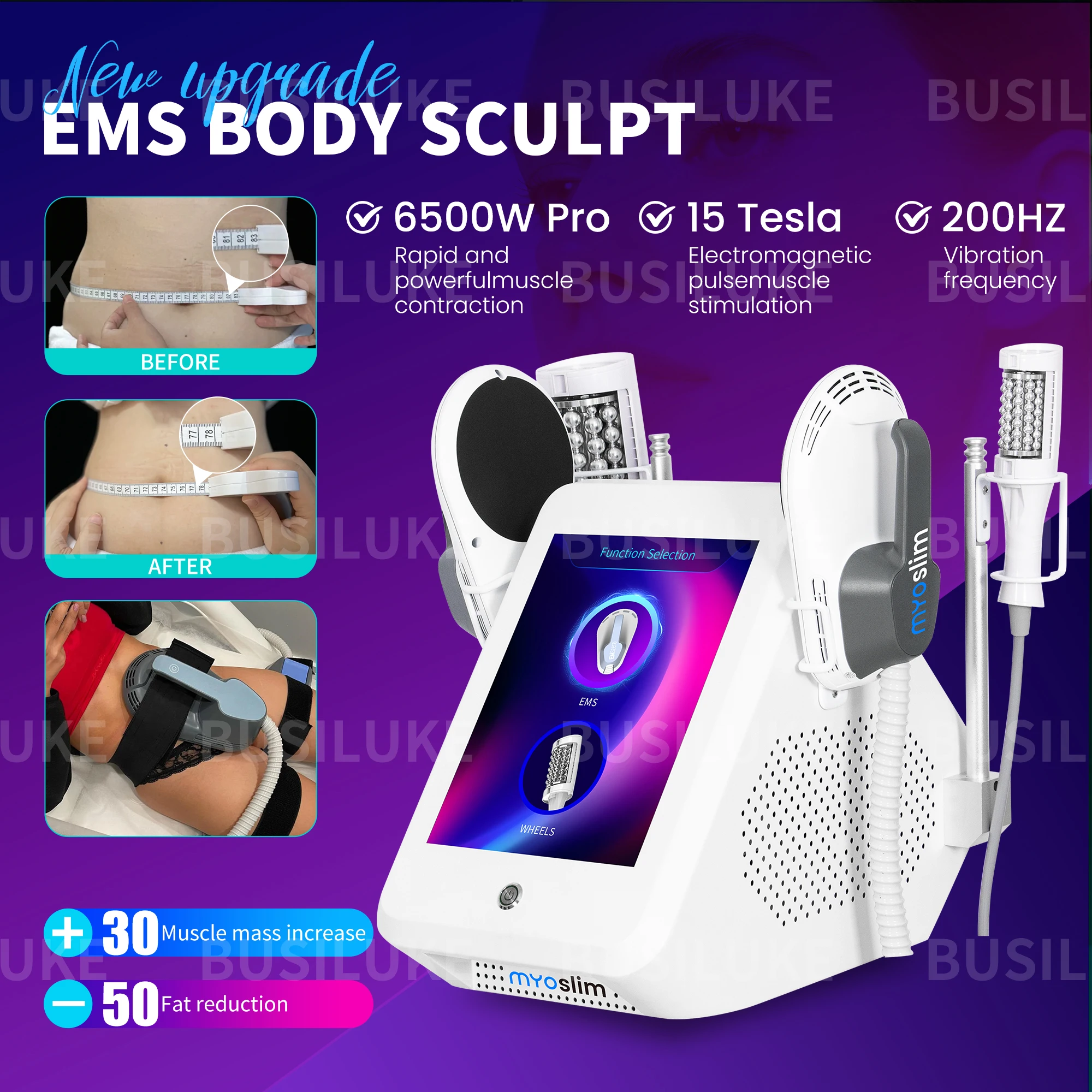 

Myoslim EMS NEO 6500W PRO RF HIEMT Body Sculpt Machine Eletric Muscle Stimulator Muscle Massager Fat Burner Weight Loss Butt