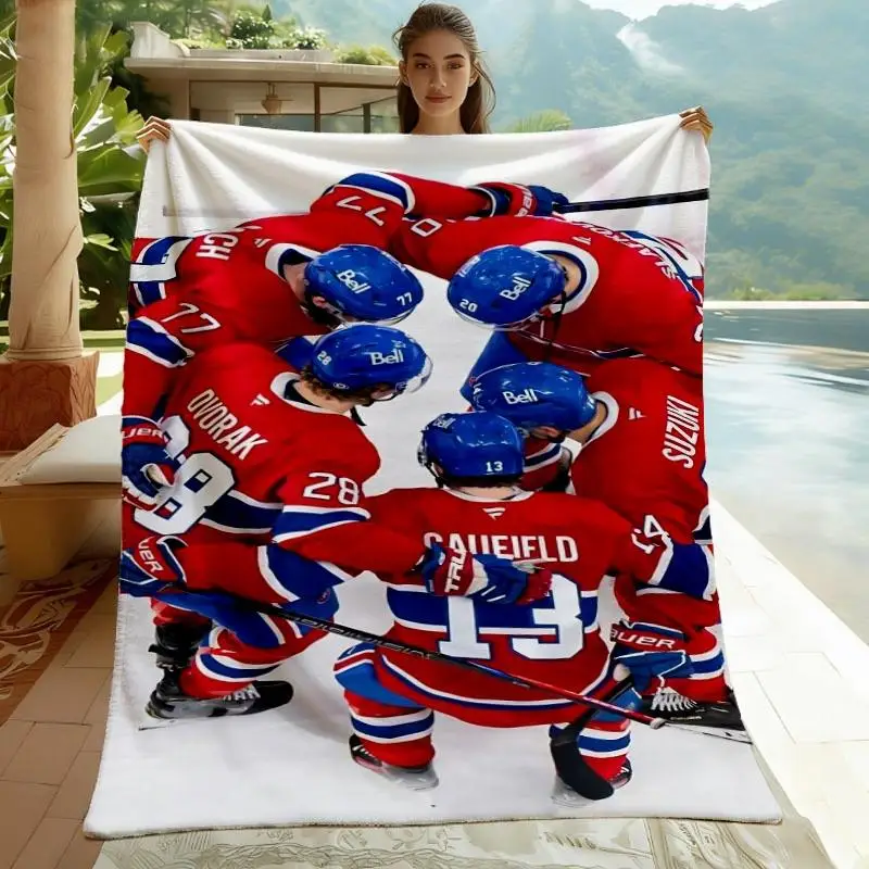 1 Stück Montreal Canadiens Hockey Team Flanelldecke, superweiche Ganzjahresdecke für Schlafzimmer, Wohnzimmer, Camping, warme Decke