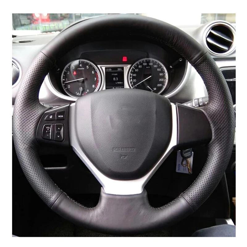 DIY Black Faux leather Steering Wheel Cover for Suzuki Vitara 2015-2019 Celerio 2015-2019 SX4 S-CROSS 2013-2019 Swift 2011-2017