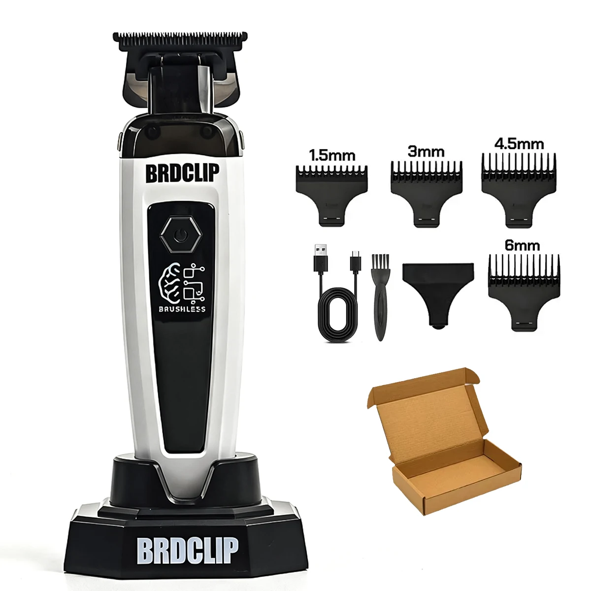 BRDCLIP Professioneller elektrischer Haarschneider BRD 107 Haarschneider für Männer 8000 U/min mit Basis 2000 mAh Friseur-Schnitzmaschine