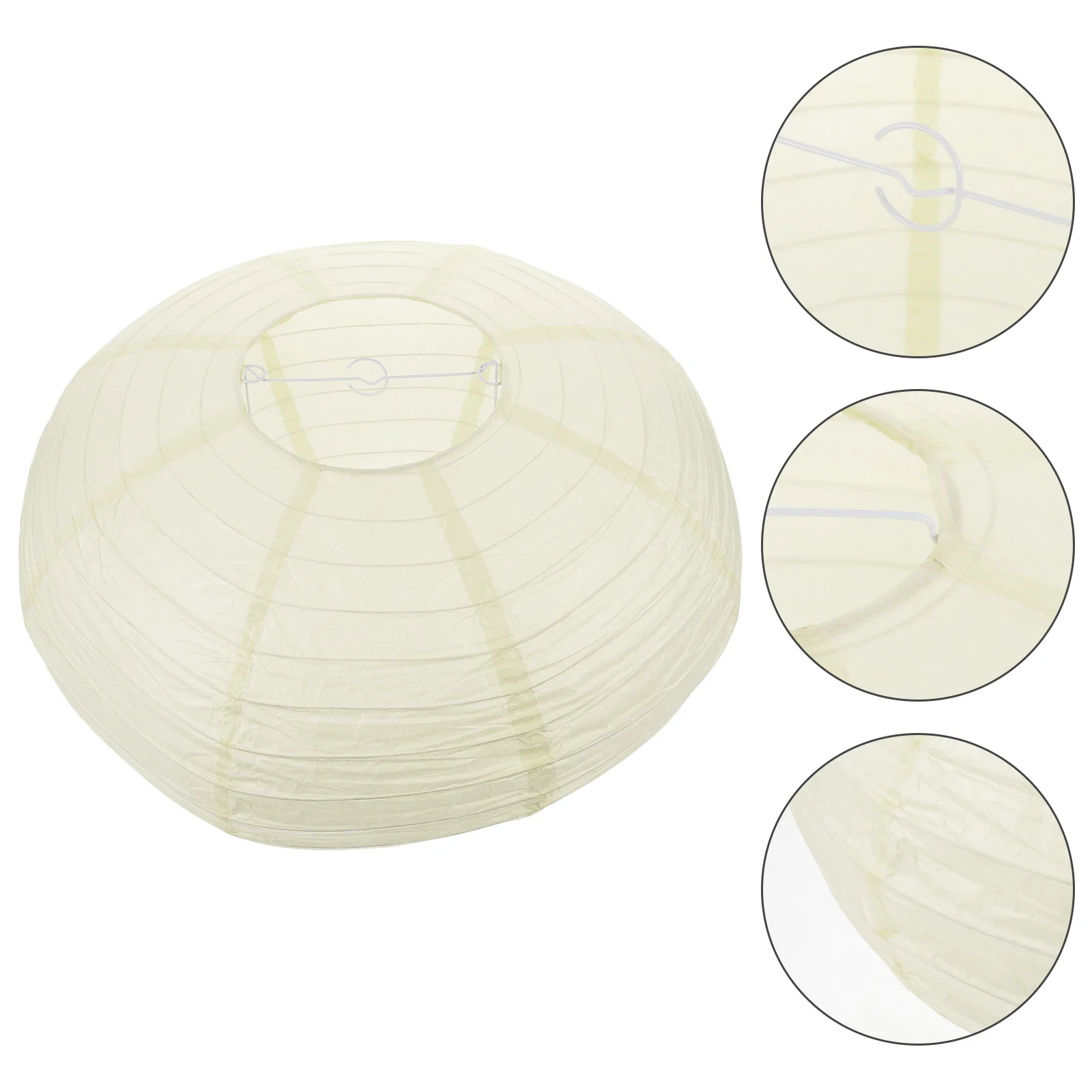 Wicker Paper Lampshade White Light Bulbs Lantern Shades Glow Beige Iron Replacement of The Lid