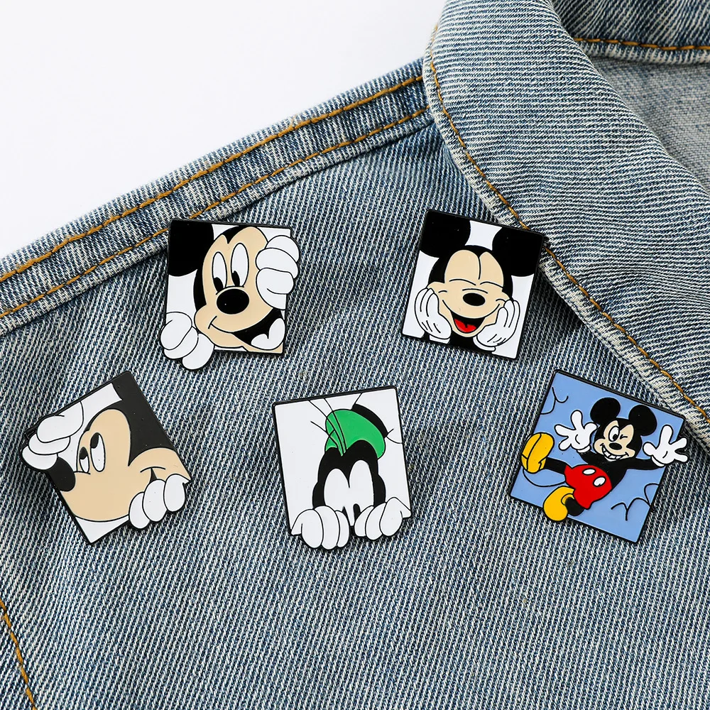 Anime Disney Mickey Mouse Goofy Lapel Pins Badges on Backpack Enamel Pin Brooches for Women Jewelry Clothes Accessories