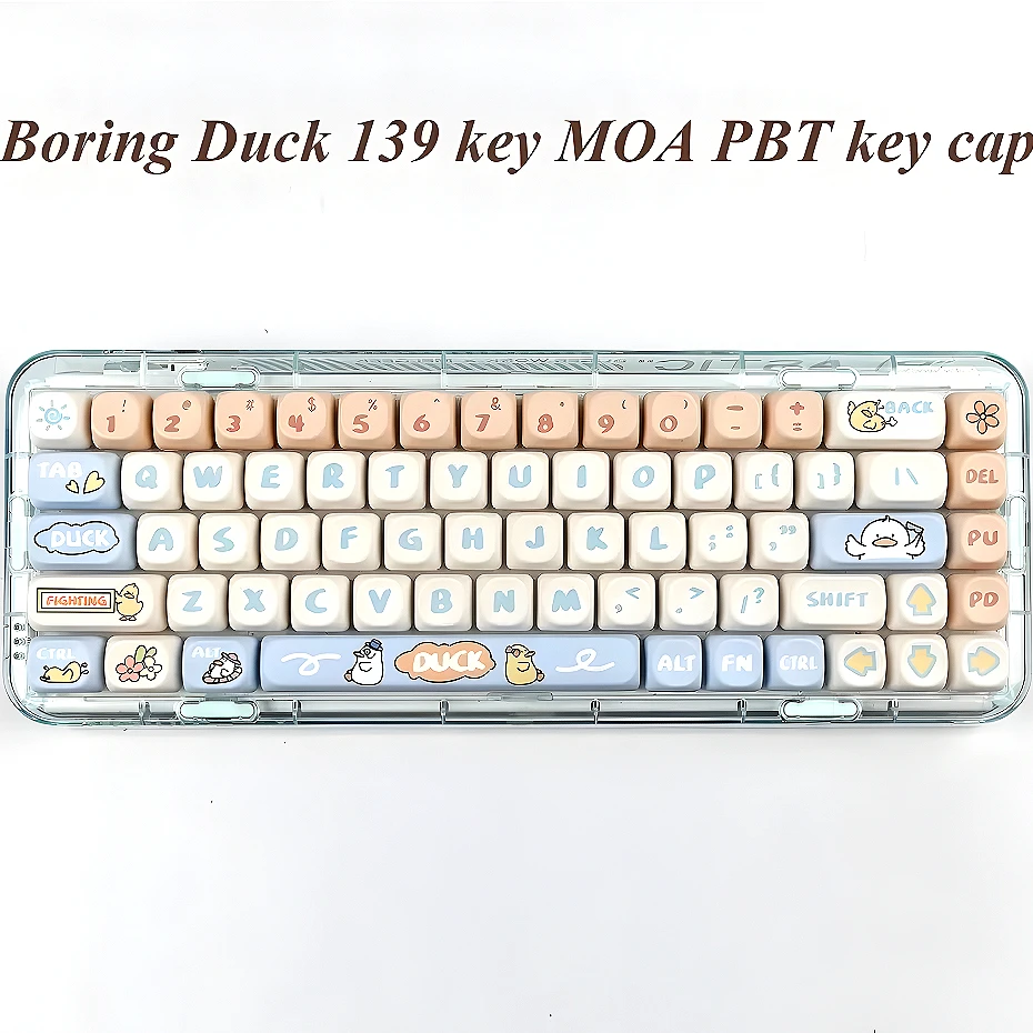 

139 keys boring duck moa height cute cartoon keycaps for Cherry MX 61 68 104 108 mechanical keyboard