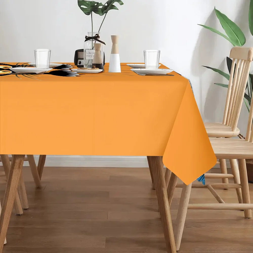Cute Black Cat Print Waterproof Tablecloth for Dining Room Kitchen Counter Buffet Table Cover