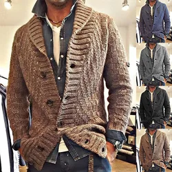 2025 autumn and winter luxury fashion new sweater men's retro thick warm collar knitted jacket sweater cardigan men's clothing