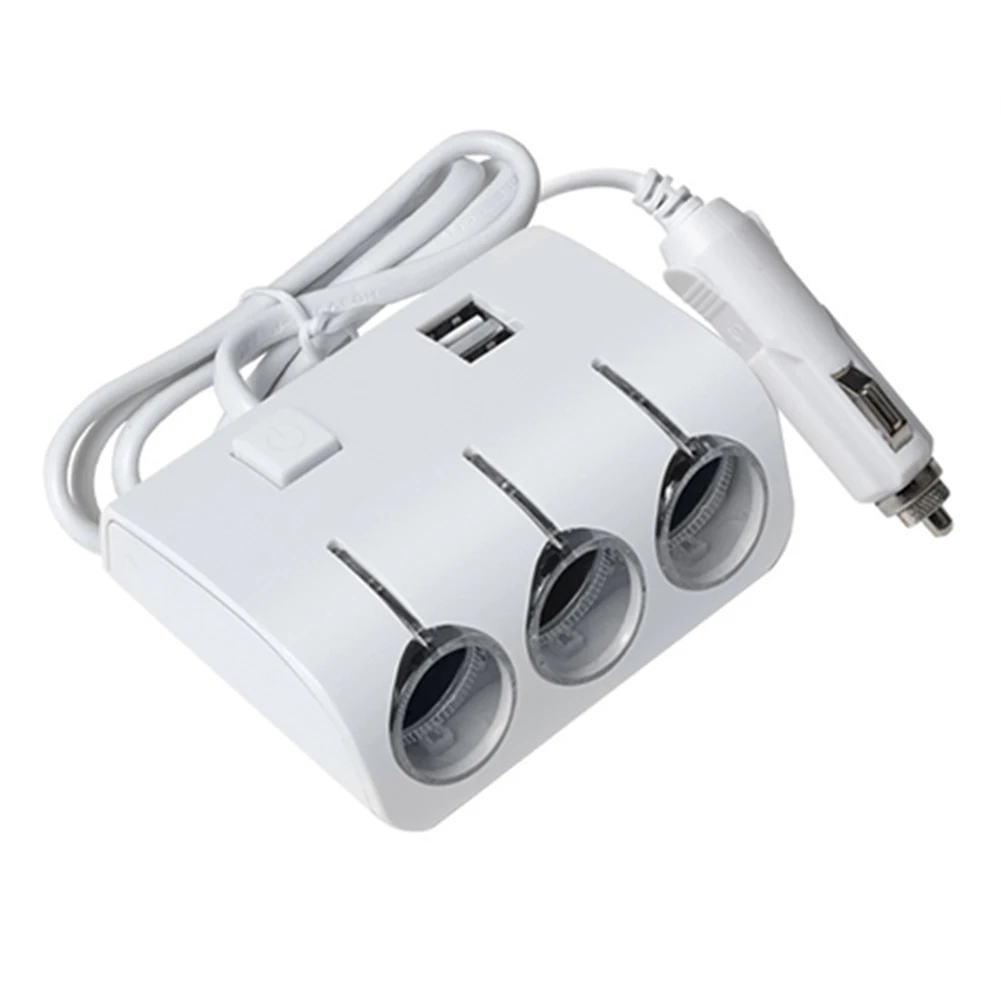 ABS Multifunction Car Charger Power Converter Black Or White Options Smartphones Blue Light Indicator USB Adapter