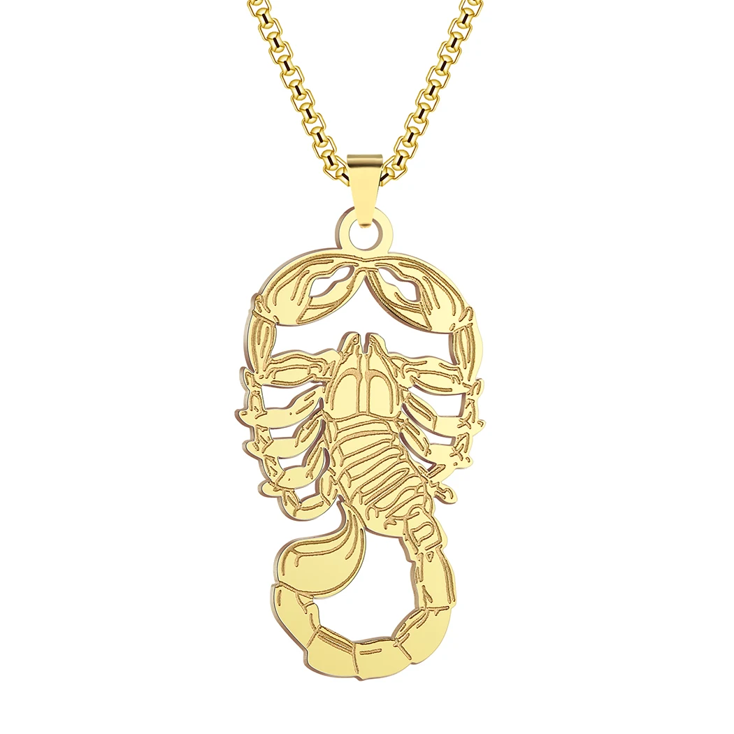 Colgante de Escorpio de acero inoxidable, collar de escorpión del zodiaco, joyería para hombres y mujeres