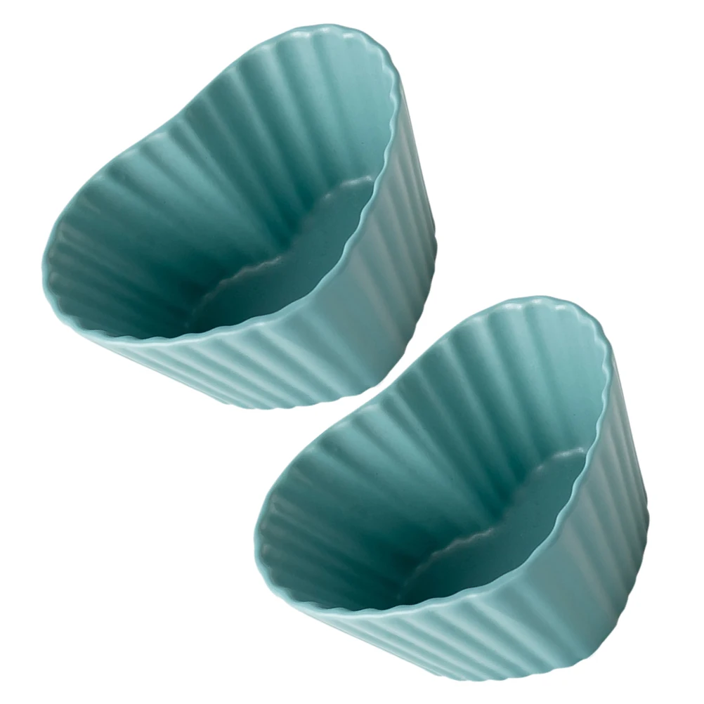 

2Pcs Heart Shaped Ceramics Bowl Blue Creative Dessert Salad Fruit Food Serving Bowl for Home Party Kitchen Gatherings