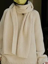 Inverno feminino casual sólido thread longo malha lã cachecol