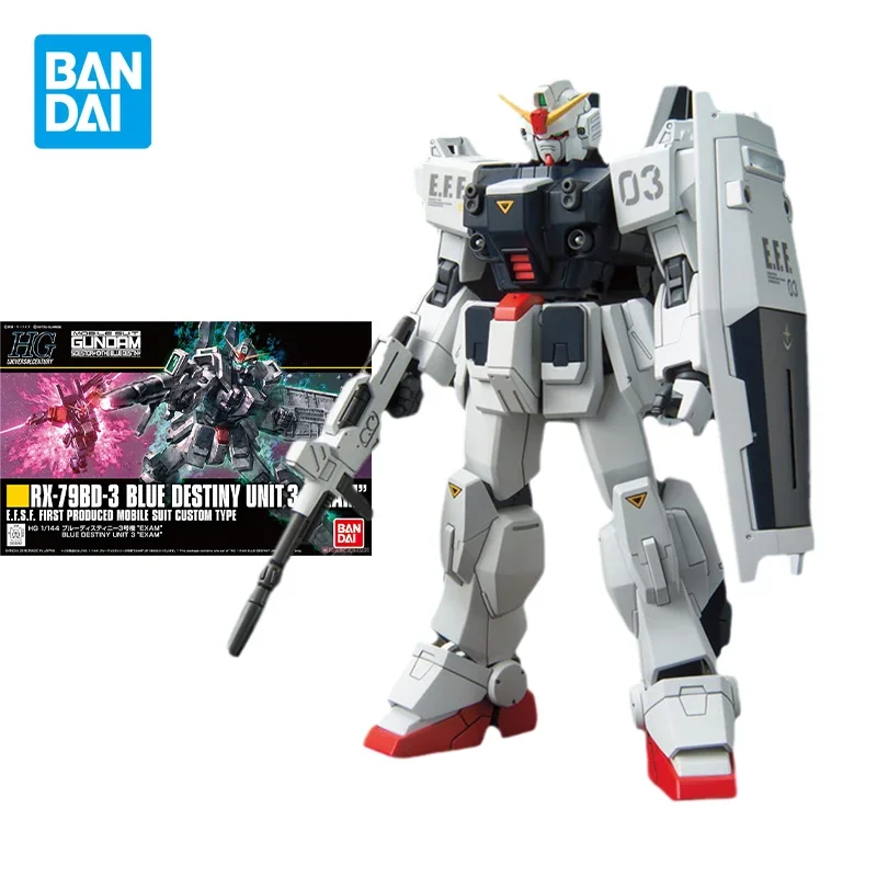 Bandai Original Gundam Model Kit Anime Figure HGUC 1/144 RX-79BD-3 BLUE DESTINY UNIT3 EXAM Action Figures Toys Gifts for Kids