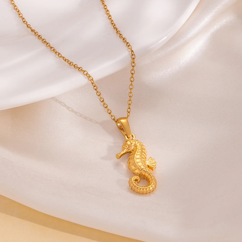 ANENJERY 316L Stainless Steel Starfish Seashell Irregular Necklace For Women Simple Temperament Jewelry Gifts Wholesale