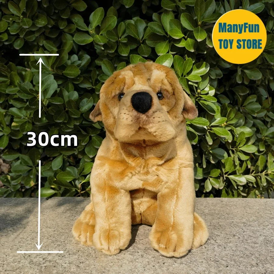 Shar Pei Plush Toy High Fidelity Cute Bulldog Plushie Shar Pei Dog Peluche Lifelike Stuffed Animals Simulation Doll Kawai Toy