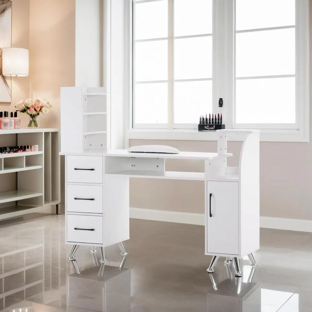 Manicure Table Makeup Station Nail Desk with Wrist Cushion Beauty Workstation Salon Storage Equipment Barber Salon Station