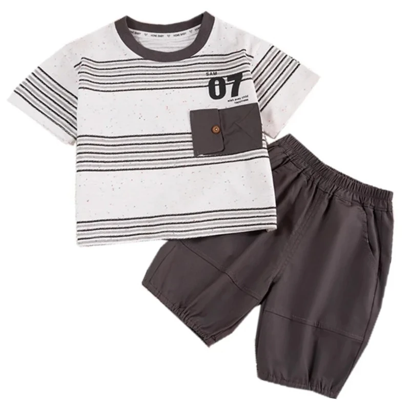 

New Summer Baby Clothes Set Children T-Shirt Shorts 2Pcs/Set Kids Boys Clothing Infant Casual Striped Costume Toddler Tracksuits