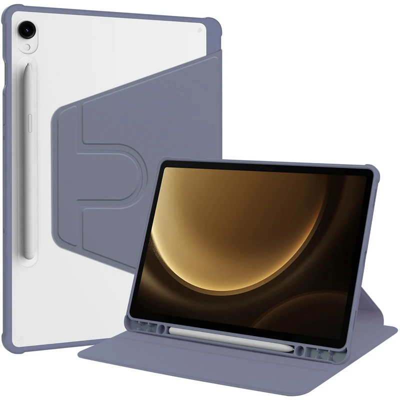 

Чехол для планшета с вращающейся подставкой для Samsung Tab S10 S9 S8 Plus S7 FE A11 A9 A8, жесткий акриловый прозрачный противоударный чехол 11 12,4 дюйма