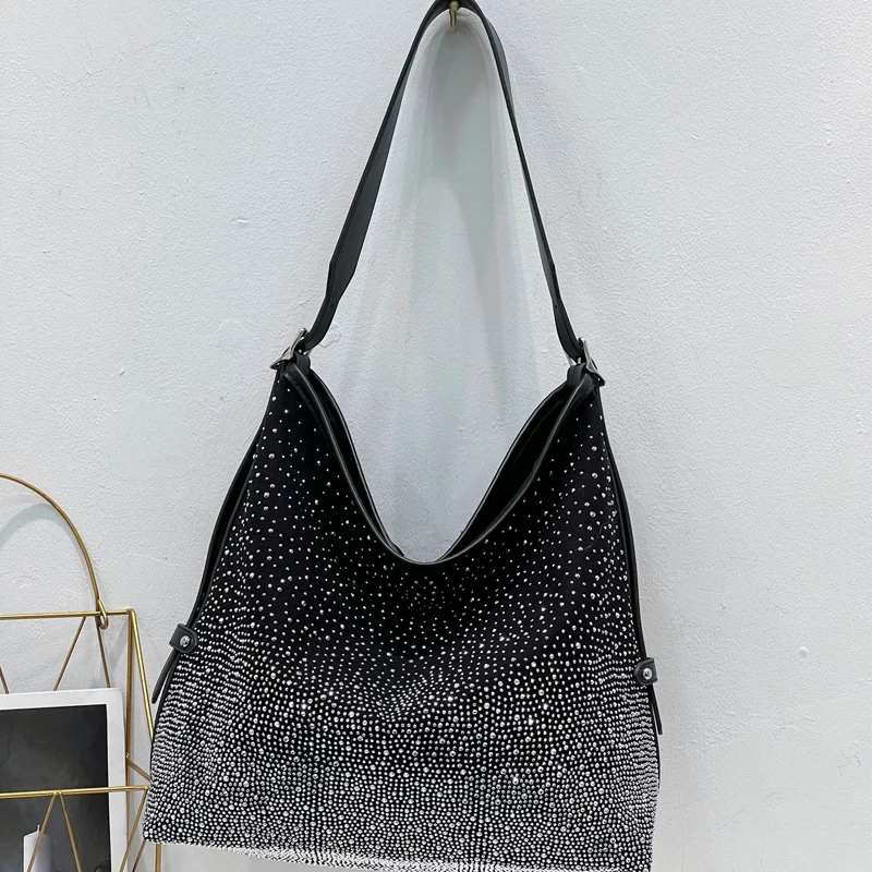 Star Silver Gradient Diamond Large Shoulder Bag Women 2022 New Light Luxury Diamond Shoulder Crossbody Tote Bags