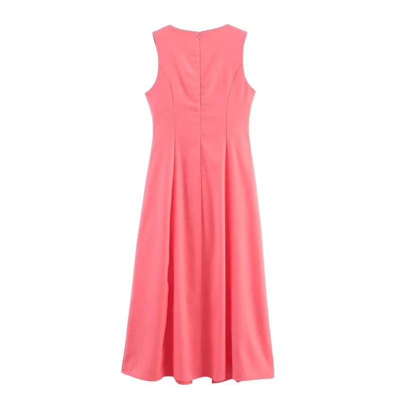 新しいヨーロッパとアメリカの女性服、ファッショナブルでシンプルなスクエアカラーのミディ丈ワンピース