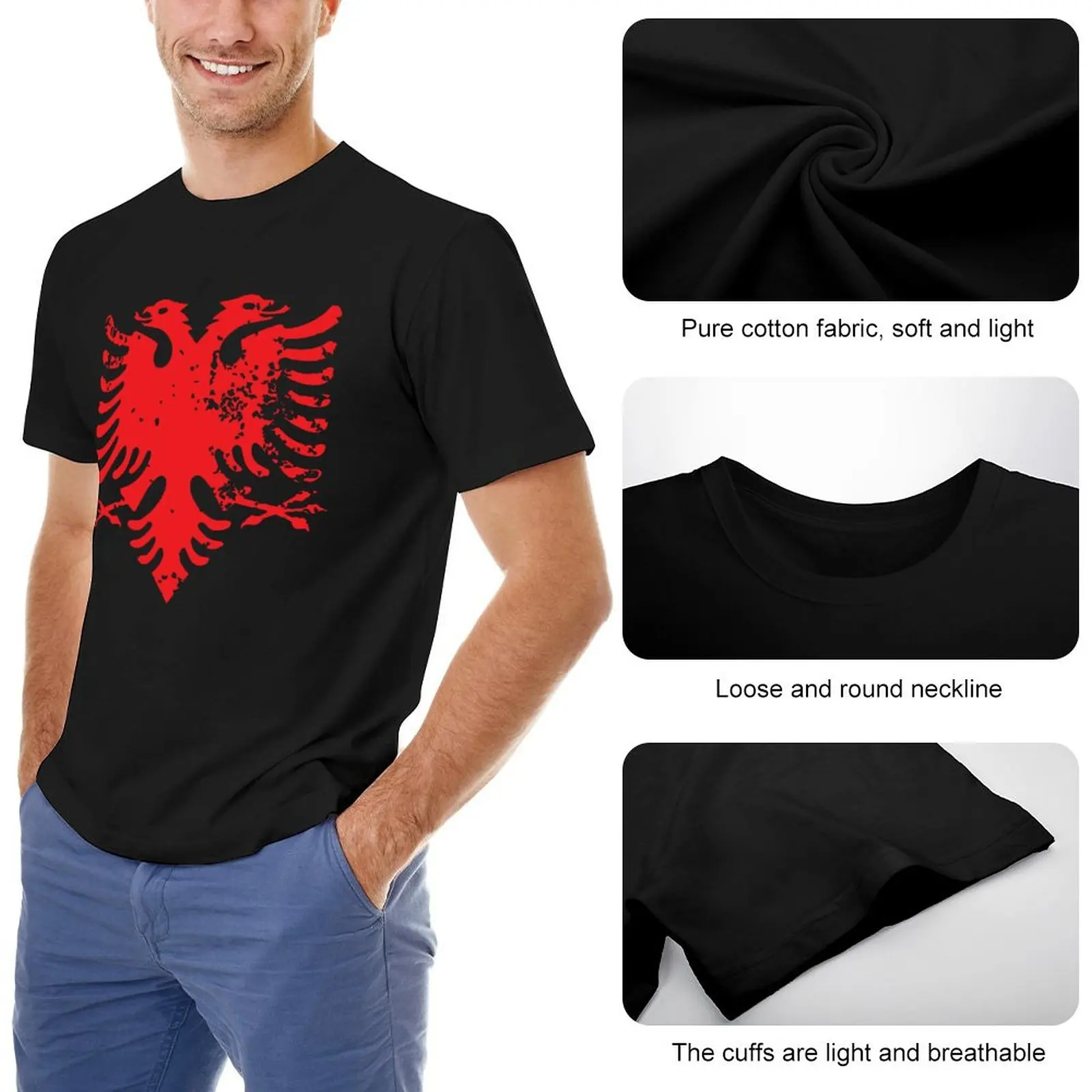 More Design Men Tshirt Albania Flag Albanian Fingerprint Country Tees T-Shirt O-neck T Shirts Women Boys Clothing 100% Cotton view 6