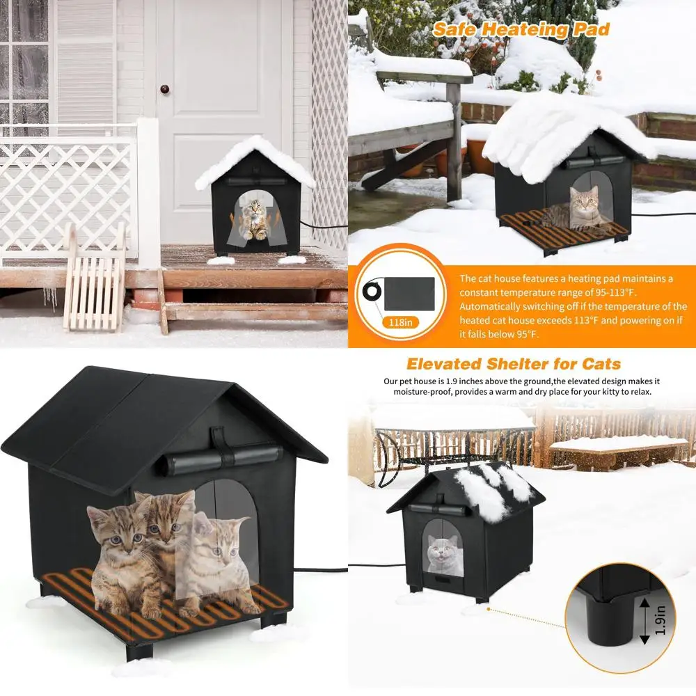 

Утепленный уличный домик для кошек на зиму - черный, очень большой