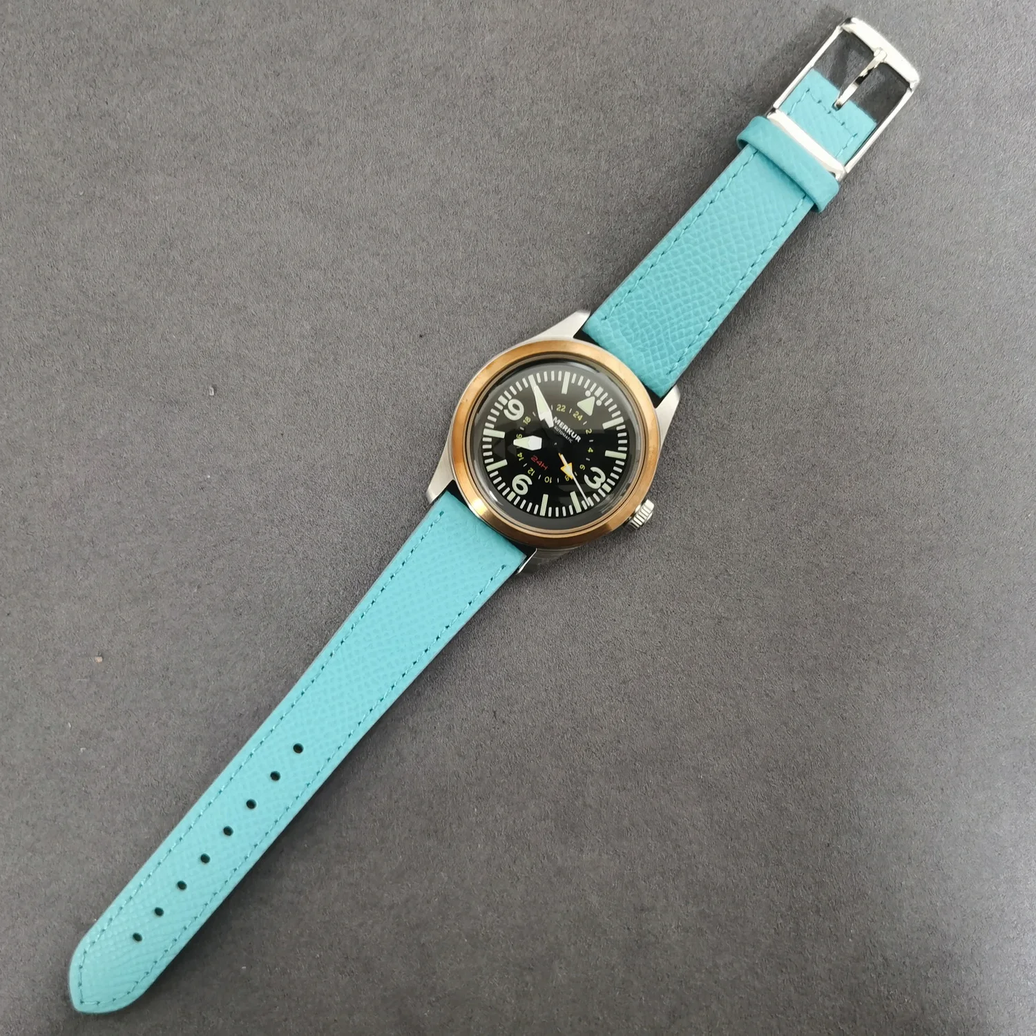 بيير بولين ساعة أوتوماتيكية للرجال 38 ملم ساعة يد ميكانيكية طيارية مرآة الياقوت ST17 Mov إطار برونزي