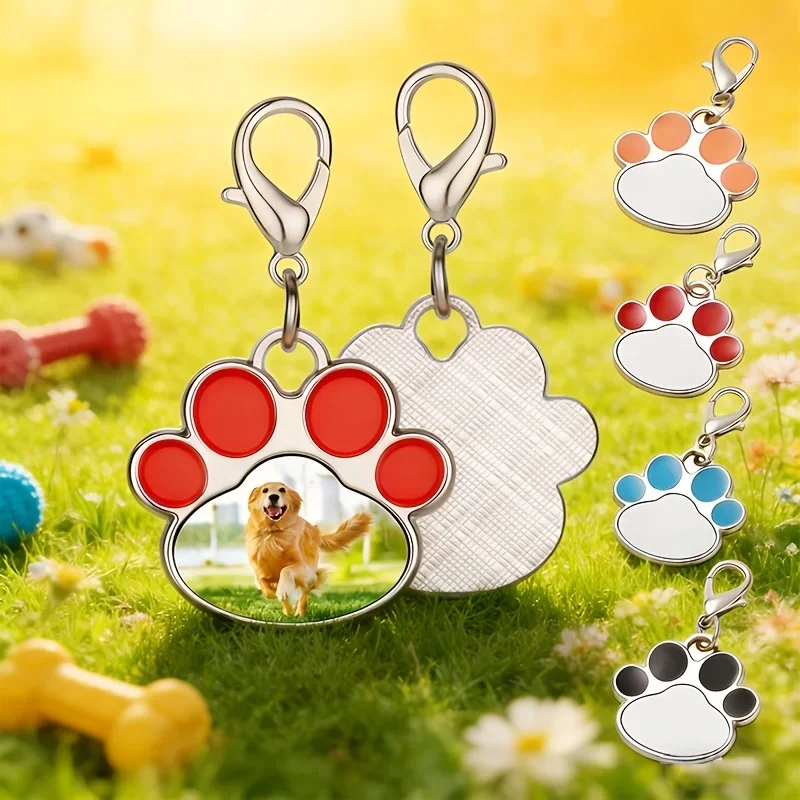 Personalized Cat Paw Photo Pendant, Custom Picture Anti-Lost Pet Collar ID Tag Keychain, Exquisite Christmas Gift for Dogs Cats