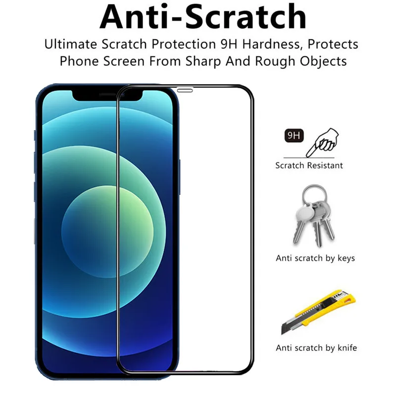 Tempered Glass Film For IPhone 12 Pro Max 12pro With Crack-Resistant Edge ScreenProtector Iphone12 Mini Iphone12pro Cтекло