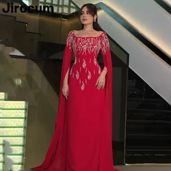 Jirocum Red Vintage Sexy Square Neck Prom Gowns customized Beaded Crystal Party Evening Gown Floor Length Formal Occasion Dress